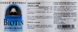 Label for Biotin 600 mcg