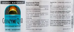 Label for Coenzyme Q10 200 mg
