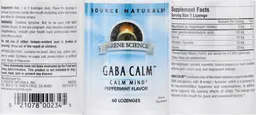 Label for GABA Calm Peppermint Flavor