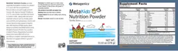 Label for MetaKids Nutrition Powder Vanilla Flavor