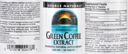 Label for Energizing Green Coffee Extract 500 mg