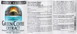 Label for Energizing Green Coffee Extract 500 mg