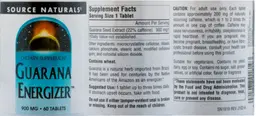 Label for Guarana Energizer 900 mg