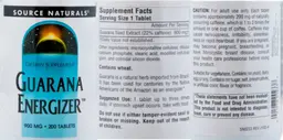 Label for Guarana Energizer 900 mg