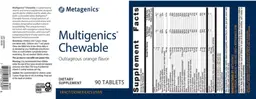 Label for Multigenics Chewable Outrageous Orange Flavor