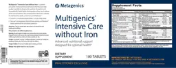 Label for Multigenics Intensive Care without Iron