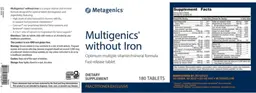 Label for Multigenics without Iron