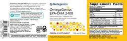 Label for OmegaGenics EPA-DHA 2400 Natural Lemon Flavor