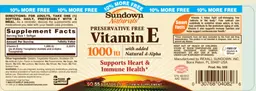 Label for Vitamin E 1000 IU With Added Natural D-Alpha