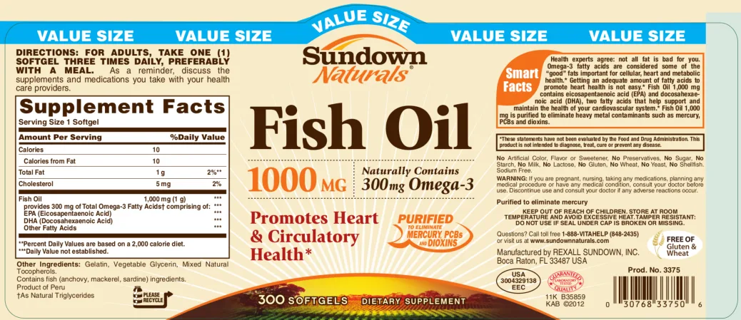 Label for Fish Oil 1000 mg