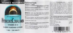 Label for HydroxoCobalamin 1 mg Cherry Flavored
