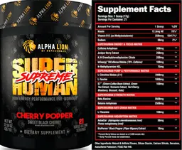 Label for SuperHuman Supreme Cherry Popper Sweet Black Cherry