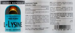 Label for L-Lysine 500 mg