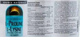 Label for L-Proline L-Lysine 275 mg / 275 mg