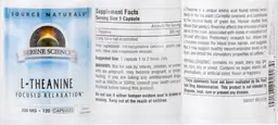 Label for L-Theanine 200 mg
