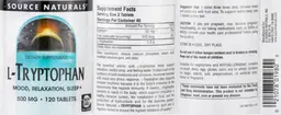 Label for L-Tryptophan 500 mg