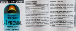 Label for L-Tyrosine 500 mg
