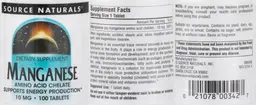 Label for Manganeses Amino Acid Chelate 10 mg