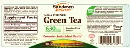Label for Mega Potency Green Tea
