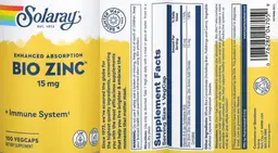 Label for Enhanced Absorption Bio Zinc 15 mg