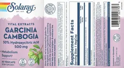 Label for Garcinia Cambogia 500 mg