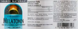 Label for Melatonin 1 mg