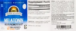 Label for Melatonin 1.0 mg Orange Flavor