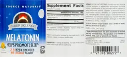 Label for Melatonin 2.5 mg Orange Flavor