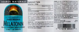 Label for Melatonin Timed Release 3 mg