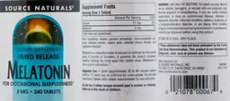 Label for Melatonin 3 mg Timed Release
