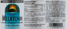 Label for Melatonin 5 mg