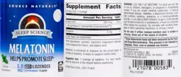 Label for Melatonin 5.0 mg Peppermint Flavor