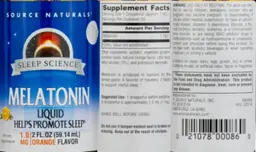 Label for Melatonin Liquid 1.0 mg Orange Flavor