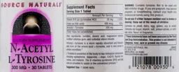 Label for N-Acetyl L-Tyrosine 300 mg
