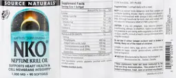 Label for NKO Neptune Krill Oil 1,000 mg