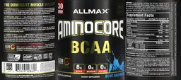 Label for AMINOCORE BCAA Blue Raspberry