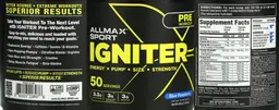 Label for Igniter Blue Raspberry