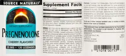 Label for Pregnenolone Cherry Flavored 25 mg