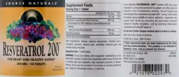Label for Resveratrol 200 mg