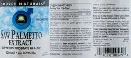 Label for Saw Palmetto Extract 320 mg