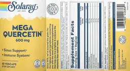 Label for Mega Quercetin 600 mg