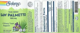 Label for Saw Palmetto 580 mg