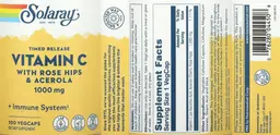 Label for Vitamin C with Rose Hips & Acerola 1000 mg Timed Release