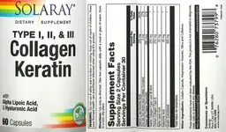 Label for Type l, ll, & lll Collagen Keratin with Alpha Lipoic Acid & Hyaluronic Acid