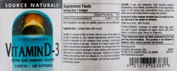 Label for Vitamin D-3 5,000 IU