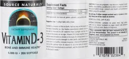 Label for Vitamin D-3 5,000 IU