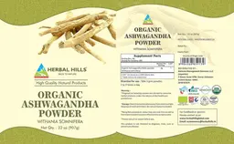 Label for Organic Ashwagandha Powder
