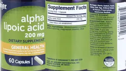 Label for Alpha Lipoic Acid 200 mg