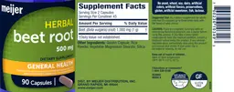 Label for Beet Root 500 mg