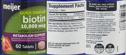 Label for Quick Dissolve Biotin 10,000 mcg Natural Berry Flavor